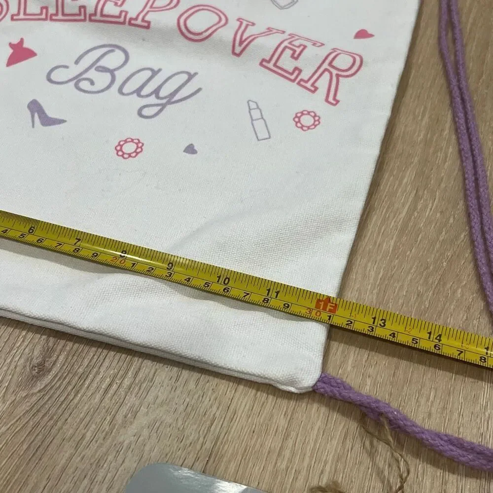 RGI Home, My Sleepover Bag, Girl’s White Drawstring Bag Pink & Purple NWT *FLAW*
